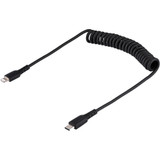 StarTech.com 1m (3ft) USB C to Lightning Cable, MFi Certified, Coiled iPhone Charger Cable, Black, Durable TPE Jacket Aramid Fiber - - (RUSB2CLT1MBC)