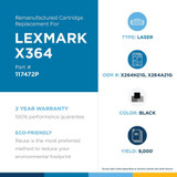 Clover Technologies Remanufactured High Yield Laser Toner Cartridge - Alternative for Lexmark (X264, X363, X364, X264H21G, X264A21G, - (117472P)