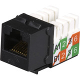 Black Box GigaBase2 CAT5e Jack, Universal Wiring, Black, Single-Pack - 1 Pack - 1 x RJ-45 Network Female, 110 Network - Tin - Black - (Fleet Network)