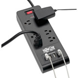 Tripp Lite Surge Protector Power Strip 6-Outlets 4 USB Ports 6ft Cord Black - 6 x NEMA 5-15R, 4 x USB - 1875 VA - 900 J - 120 V AC - 6 (TLP664USBB)