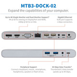 Tripp Lite Thunderbolt 3 Docking Station - for Notebook - 120 W - USB Type C - 2 x USB 2.0 - 3 x USB 3.0 - USB Type-C - Network - HDMI (MTB3-DOCK-02)