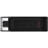 Kingston DataTraveler 70 64GB USB 3.2 (Gen 1) Type C Flash Drive - 64 GB - USB 3.2 (Gen 1) Type C - Black - 5 Year Warranty (DT70/64GBCR)