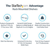 StarTech.com 1U Vented Server Rack Cabinet Shelf - Fixed 12" Deep Cantilever Rackmount Tray for 19" Data/AV/Network Enclosure w/Cage - (SHELF-1U-12-FIXED-V)