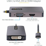 StarTech.com USB C Video Adapter, USB C to HDMI DVI VGA Adapter, 4K 60Hz, Aluminum, Video Display Adapter, USB Type C Travel Adapter - (118-USBC-HDMI-VGADVI)