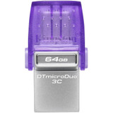 Kingston DataTraveler microDuo 3C USB Flash Drive - 64 GB - USB 3.2 (Gen 1) Type C, USB 3.2 (Gen 1) Type A - 200 MB/s Read Speed - - 5 (DTDUO3CG3/64GB)