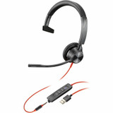 Poly Blackwire 3315 Headset - Mono - USB Type A, Mini-phone (3.5mm) - Wired - 32 Ohm - On-ear - Monaural - Ear-cup - 7 ft Cable - - (76J13AA)