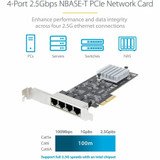 StarTech.com 4-Port 2.5GBase-T Ethernet Network Adapter Card - PCIe 2.0 x4 - Quad-port 2.5Gbps interface NIC; PCIe network card w/ - - (PR42GI-NETWORK-CARD)