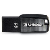Verbatim 64GB Ergo USB Flash Drive - Black - 64 GB - USB 2.0 - Black - Lifetime Warranty (70877)