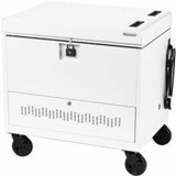 Bretford CUBE Toploader Cart with Caddies Pre-Wired - TVTL30CADUSB - 4 Casters - Arctic White (TVTL30CADUSB-AW)