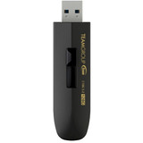 Team C186 USB 3.2 Flash Drive - 128 GB - USB 3.2 (Gen 1) - 100 MB/s Read Speed - Black - Lifetime Warranty (TC1863128GB01)