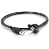 C2G USB 2.0 Panel Mount Cable - Type A Male USB - Type A Female USB - 0.46m - Black (28062)