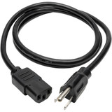 Tripp Lite 4ft Computer Power Cord Cable 5-15P to C13 10A 18AWG 4' - 125 V AC / 10 A - Black (P006-004)