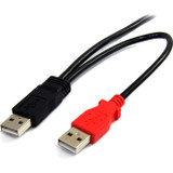 StarTech.com 1ft USB Y Cable for External Hard Drive - Type A Male USB - Mini Type B Male USB - 1ft - Black (USB2HABMY1)