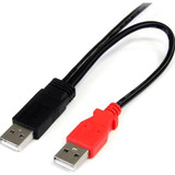 StarTech.com 1 ft USB Y Cable for External Hard Drive - Dual USB A to Micro B - Type A Male USB - Micro Type B Male USB - 1ft - Black (USB2HAUBY1)