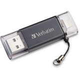 Verbatim iStore 'n' Go Dual USB 3.0 Flash Drive - 32 GB - Lightning, USB 3.0 - Graphite - Lifetime Warranty (49300)