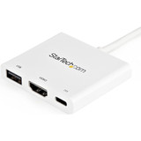 StarTech.com USB C Multiport Adapter with HDMI 4K & 1x USB 3.0 - PD - Mac & Windows - White USB Type C All in One Video Adapter - the (CDP2HDUACPW)