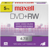 Maxell DVD Rewritable Media - DVD+RW - 4x - 4.70 GB - 5 Pack - 120mm (Fleet Network)