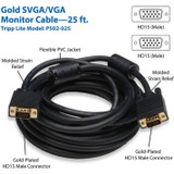 Tripp Lite 25ft SVGA / VGA Coax Monitor Cable with RGB High Resolution HD15 M/M 25' - HD-15 Male - HD-15 Male - 7.62m - Black (P502-025)
