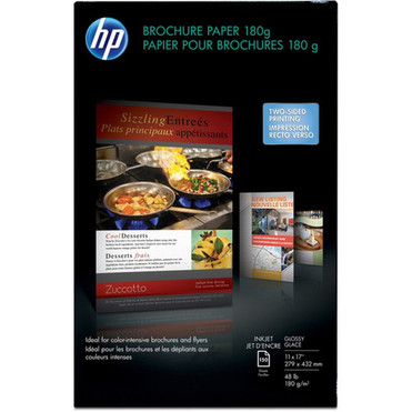 HP Inkjet Print BrochureFlyer Paper - LedgerTabloid - 11 x 17 - 48 lb Basis Weight - Glossy - 1  Pack - White CG932A