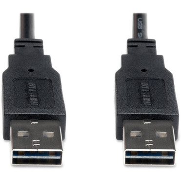 Tripp Lite Universal Rev USB 20 Hi-Speed Cable - USB - 10 ft - 1 Pack - 1 x Type A Male USB - 1 x Type A Male USB - Black UR020-010 Tripp Lite Universal Rev USB 20 Hi-Speed Cable - USB - 10 ft - 1 Pack - 1 x Type A Male USB - 1 x Type A Male USB - Black UR020-010