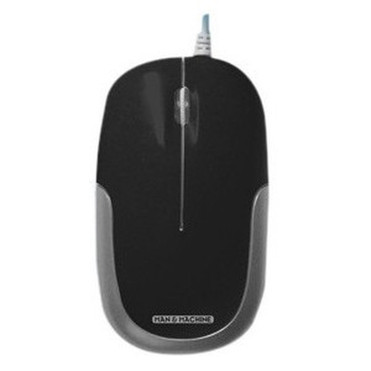 Man  Machine C Mouse - Cable - Black Silver - USB - 1000 dpi - Scroll Wheel - 2 Buttons - Symmetrical CMB5