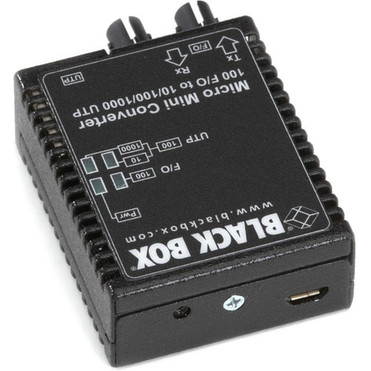 Black Box Micro Mini LMC401A Transcevier Media Converter - 1 x Network RJ-45 - 1 x ST Ports - DuplexST Port - USB - Multi-mode - - - LMC401A