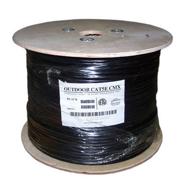 1000ft 4 Pair Cat5e 350MHz UTP Solid UV  Direct Burial Bulk Cable - Black FN-BK-C5ESL-4DB