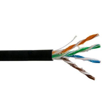 1000ft 4 Pair Cat5e 350MHz UTP Solid UV  Direct Burial Gel Filled Bulk Cable - Black FN-BK-C5ESL-4GEL