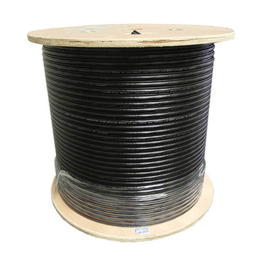 1000ft 4 Pair Cat6 550MHz UTP Solid UV  Direct Burial With Messenger Bulk Cable  Black FN-BK-C6SL-4DBM