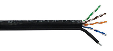 1000ft 4 Pair Cat6 550MHz UTP Solid UV  Direct Burial With Messenger Bulk Cable  Black FN-BK-C6SL-4DBM
