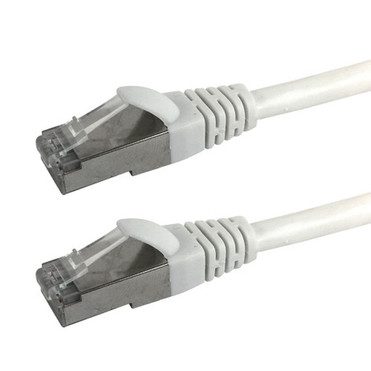 50ft RJ45 Cat5e Stranded Shielded 26AWG Molded Patch Cable CMR - White FN-CAT5ESM-50WH