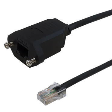 25ft RJ45 CAT6 UTP Male to Panel Mount Female Cable FT4CMR - Black FN-CAT6MFP-25BK