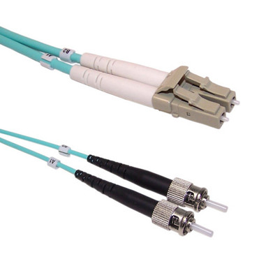 15ft 5m Multimode Duplex LCST 50 micron OM3 Aqua 10gig Fiber Cable - 2mm Jacket FN-FO-410B-15
