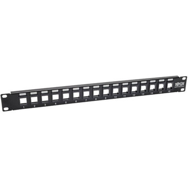 Tripp Lite N062-016-KJ 16-Port 1U RackMount Unshielded Blank KeystoneMultimedia PatchPanel - 16 Ports - 1U High - Black - 19 Wide N062-016-KJ