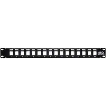Tripp Lite N062-016-KJ 16-Port 1U RackMount Unshielded Blank KeystoneMultimedia PatchPanel - 16 Ports - 1U High - Black - 19 Wide N062-016-KJ