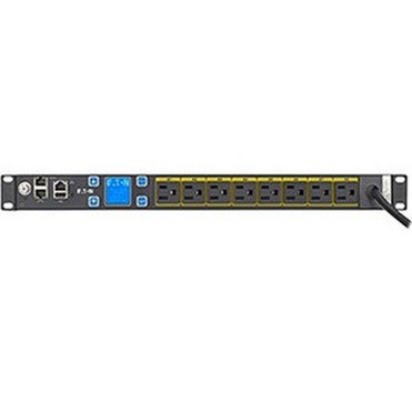 Eaton ePDU Metered 8-Outlet PDU - NEMA 5-15P - 8 x NEMA 5-15R - 120 V AC - 144 kW - Network RJ-45 - 1U - Horizontal - Rack Mount EMIT08-10
