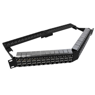 48-Port Angled CAT6 Shielded Patch Panel 19 Rackmount 1U - Pass-Through FN-PP-48C6S-APT