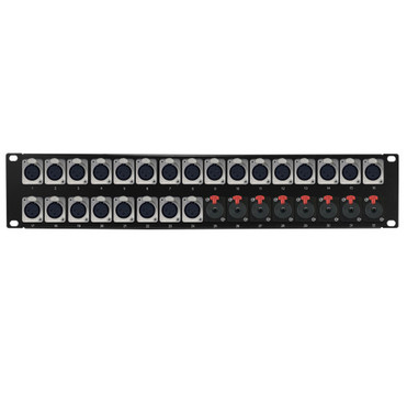 24-Port XLR Female  8-Port TRS Femae patch panel 19 inch rackmount 2U FN-PP-XLRF24-TRS8
