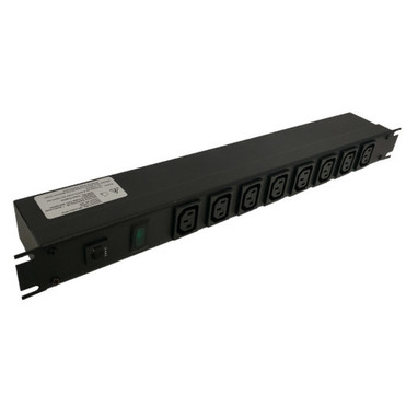 19 Inch 8 Outlet Horizontal Rack Mount Power Strip - C14 Inlet C13 Front Receptacles FN-1582T8E1BK