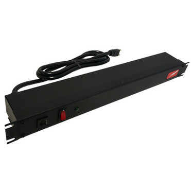 Power strip with surge protection - horizontal rackmount 6ft 5-15P cord rear 6-out 5-15R FN-1583H6A1SBK Power strip with surge protection - horizontal rackmount 6ft 5-15P cord rear 6-out 5-15R FN-1583H6A1SBK