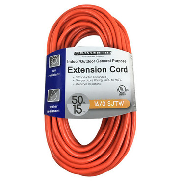 50ft General Purpose IndoorOutdoor Extension Cord - 16AWG SJTW - Orange FN-PX-100B-050OR