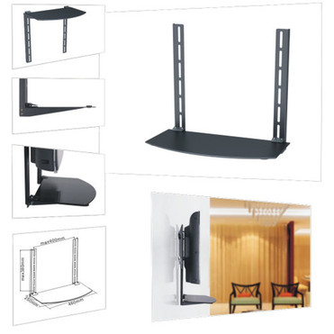 Media Player TVBracket Mount Shelf Glass - Black FN-MT-150-BK