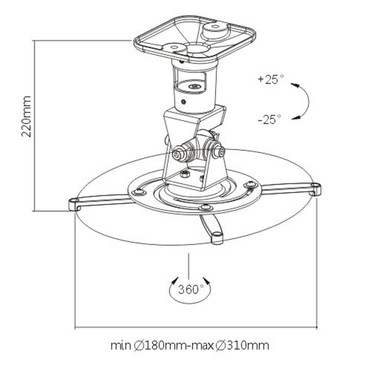 Projector WallCeiling Mount 4 Arm Tilt  Rotate Adjustable  Length 220mm Black FN-MT-803-BK