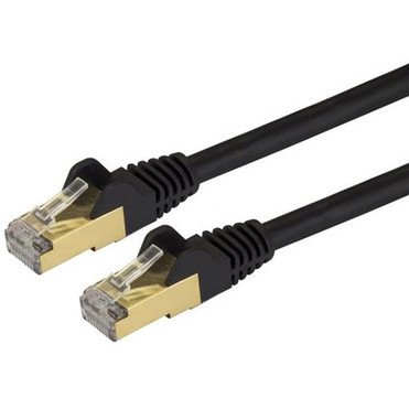 StarTechcom 25 ft Cat6a Patch Cable - Shielded STP - Black - 10Gb Snagless Cat 6a Ethernet Patch Cable - 25 ft Category 6a Network C6ASPAT25BK
