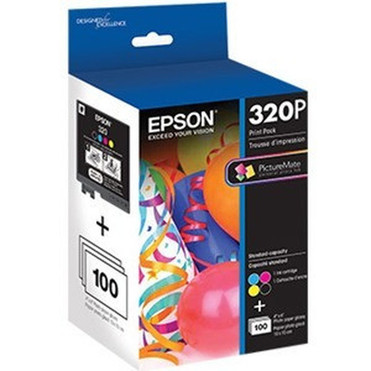 Epson T320P Ink CartridgePaper Kit - Black Cyan Magenta Yellow - Inkjet - 100 Photos - 4  Pack T320P