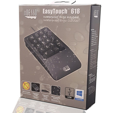 Adesso AKB-618- Antimicrobial Waterproof Numeric Keypad with Wrist Rest Support - Cable Connectivity - USB Interface - 18 Key - Mac - AKB-618UB