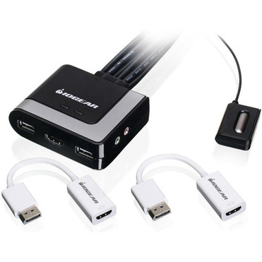 IOGEAR 2-Port HD Cable KVM with DisplayPort Adapters - 2 Computers - 1 Local Users - 1920 x 1200 - 2 x USB - 1 x HDMI GCS62HDPKIT