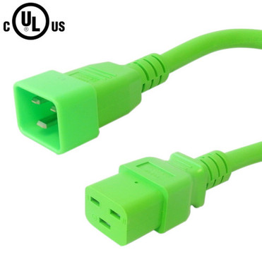 10ft IEC C19 to IEC C20 Power Cable - 12AWG SJT - Green FN-PW-125-10GN