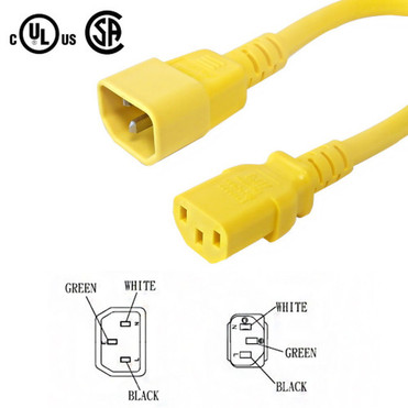 15ft IEC C13 to IEC C14 Power Cable - 14AWG SJT - Yellow FN-PW-100C-15YL 15ft IEC C13 to IEC C14 Power Cable - 14AWG SJT - Yellow FN-PW-100C-15YL