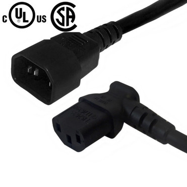 12ft IEC C13 Left Angle to IEC C14 Power Cable - 18AWG SJT FN-PW-100L3-12 12ft IEC C13 Left Angle to IEC C14 Power Cable - 18AWG SJT FN-PW-100L3-12